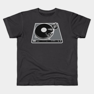 Classic Retro Turntable in Cold Gray Kids T-Shirt